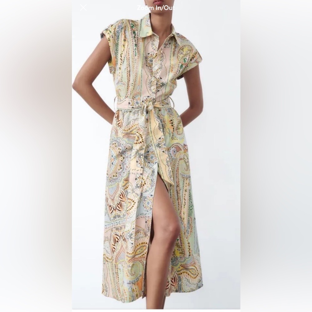 Zara Paisley Midi Shirtdress - Size M